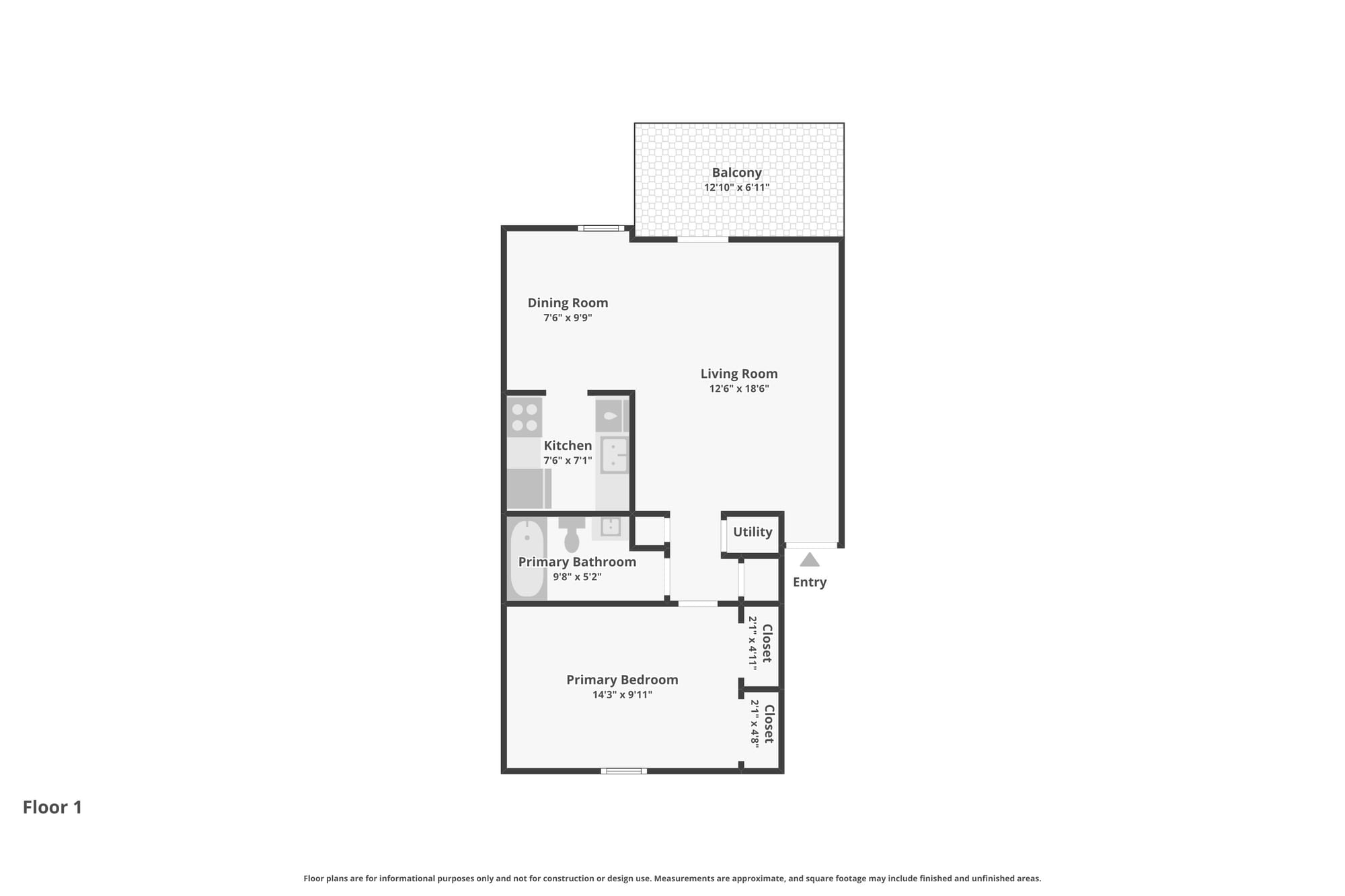 Floor Plan — 1 bed / 1 bath apartment at Cleve Royale